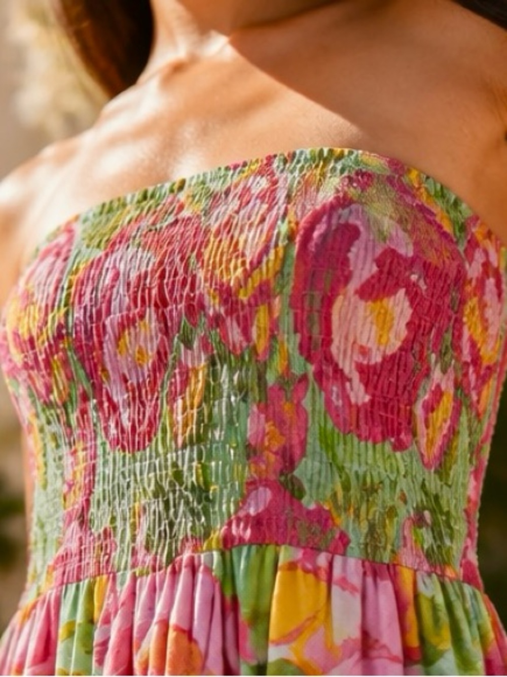 Abel the Label Floral Green Maxi Dress with Smocked Bodice - Picture 5 of 14